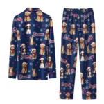 Atlanta Braves Long Pajama Set Customized Animal Scatter Navy Best Selling