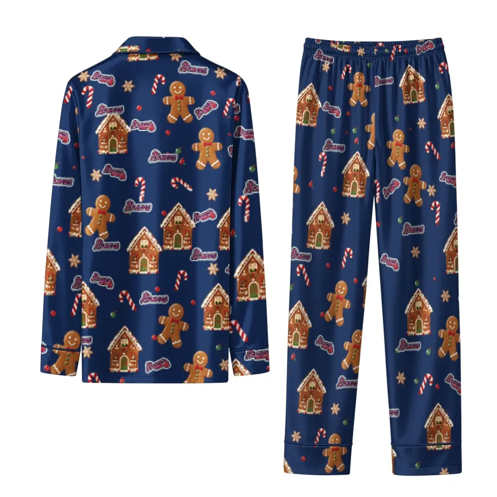 Atlanta Braves Long Pajama Set Personalized Candy Scatter Navy Fashion Forward Atlanta Braves Long Pajama Set Personalized Candy Scatter Navy Fashion Forward