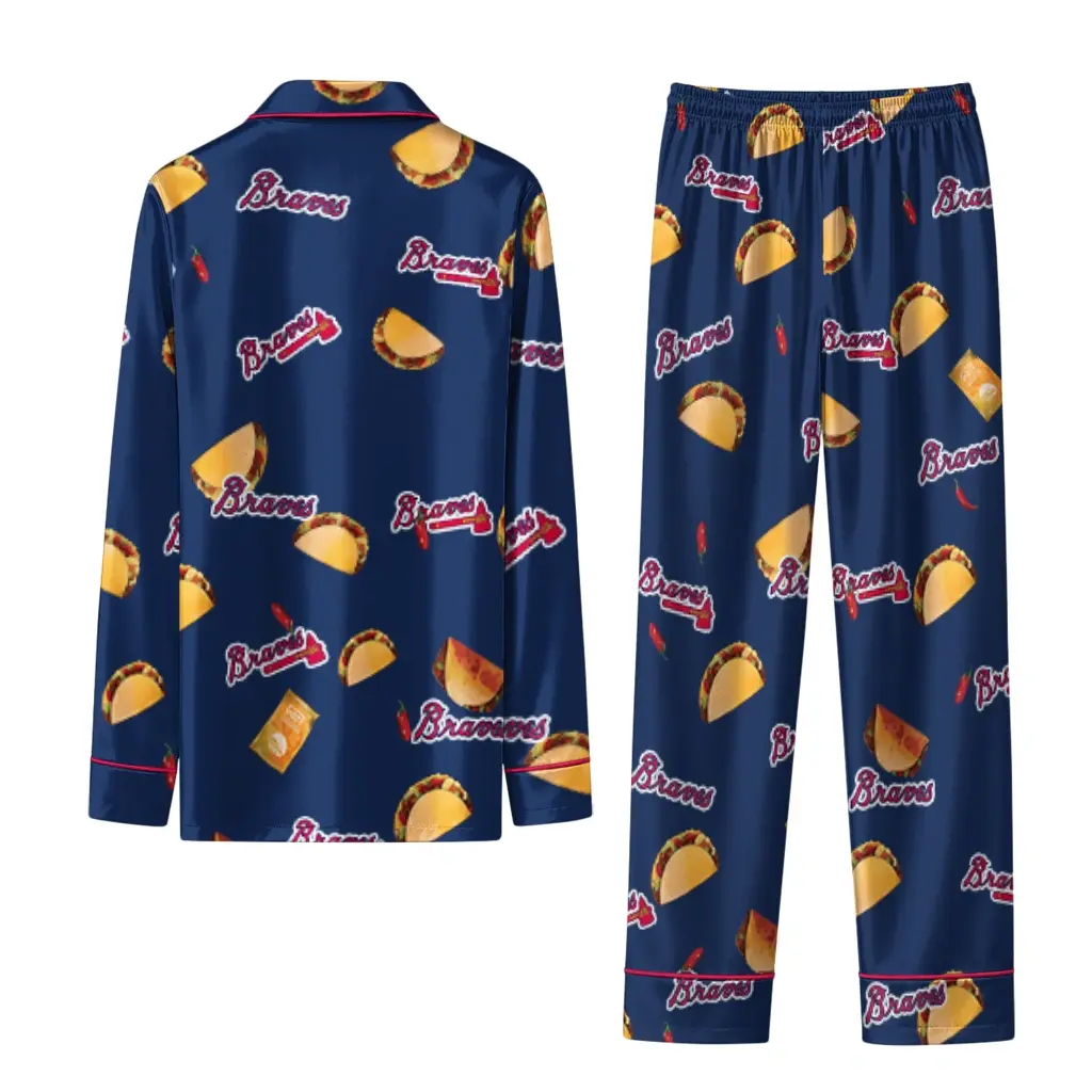 Atlanta Braves Long Pajama Set Personalized Snack Scatter Navy Fashion Forward Atlanta Braves Long Pajama Set Personalized Snack Scatter Navy Fashion Forward