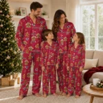 Atlanta Falcons Long Pajama Set Personalized Candy Scatter Red Best Selling
