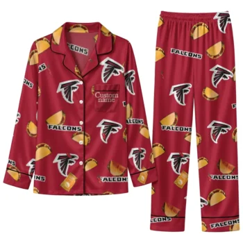 Atlanta Falcons Long Pajama Set Personalized Snack Scatter Red Best Selling