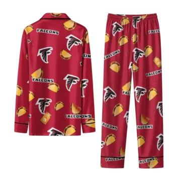 Atlanta Falcons Long Pajama Set Personalized Snack Scatter Red Fashion Forward