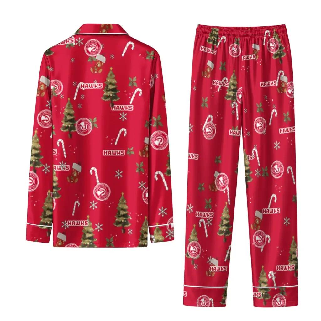 Atlanta Hawks Long Pajama Set Customized Sprig Scatter Red Fashion Forward Atlanta Hawks Long Pajama Set Customized Sprig Scatter Red Fashion Forward