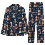 Auburn Tigers Long Pajama Set Personalized Animal Scatter Navy Blue Best Selling