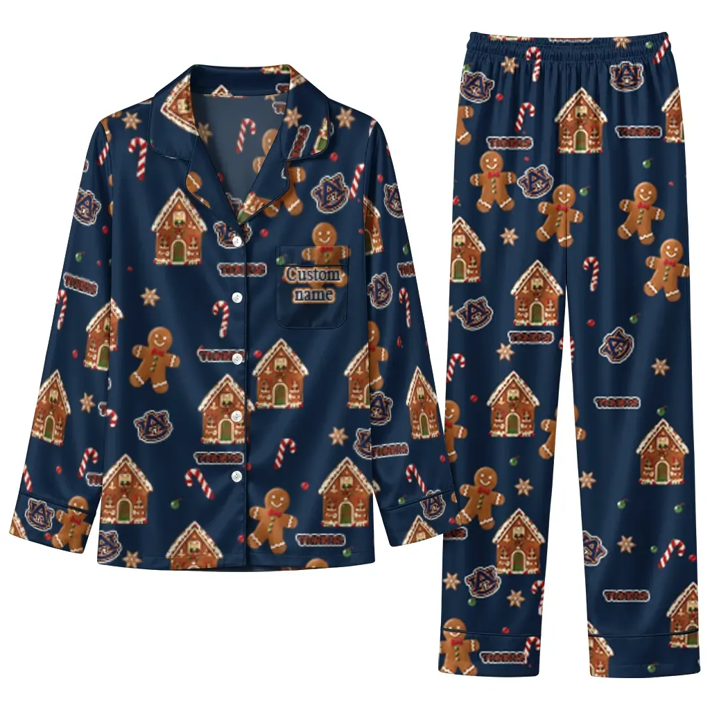 Auburn Tigers Long Pajama Set Personalized Candy Scatter Navy Blue Best Selling Auburn Tigers Long Pajama Set Personalized Candy Scatter Navy Blue Best Selling