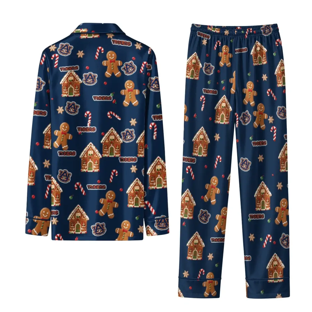Auburn Tigers Long Pajama Set Personalized Candy Scatter Navy Blue Fashion Forward Auburn Tigers Long Pajama Set Personalized Candy Scatter Navy Blue Fashion Forward