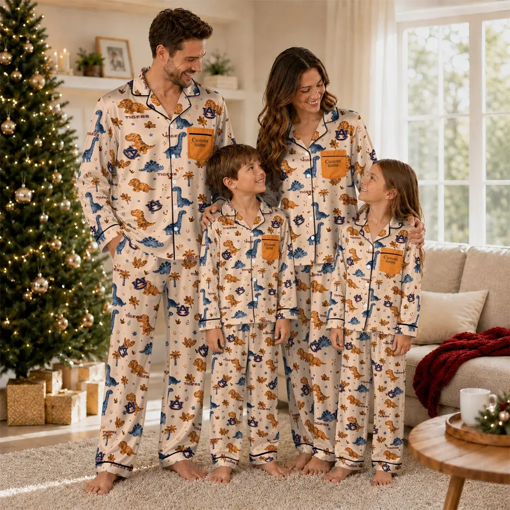 Auburn Tigers Long Pajama Set Personalized Character Scatter Latest Model Auburn Tigers Long Pajama Set Personalized Character Scatter Latest Model