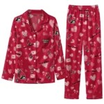 Ball State Cardinals Long Pajama Set Personalized Heart Charms Red Best Selling