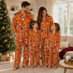 Baltimore Orioles Long Pajama Set Personalized Animal Scatter Orange Best Selling