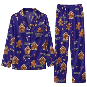 Baltimore Ravens Long Pajama Set Custom Candy Scatter Purple Best Selling