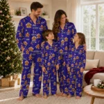 Baltimore Ravens Long Pajama Set Custom Candy Scatter Purple Best Selling