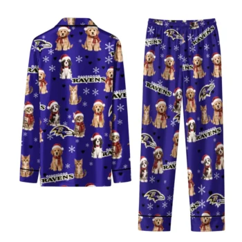 Baltimore Ravens Long Pajama Set Personalized Animal Scatter Purple Fashion Forward