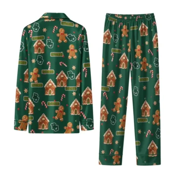Baylor Bears Long Pajama Set Custom Candy Scatter Green Fashion Forward