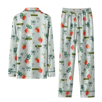 Baylor Bears Long Pajama Set Custom Ribbon Florals Green Fashion Forward
