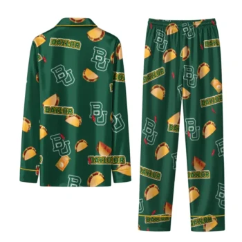 Baylor Bears Long Pajama Set Custom Snack Scatter Green Fashion Forward