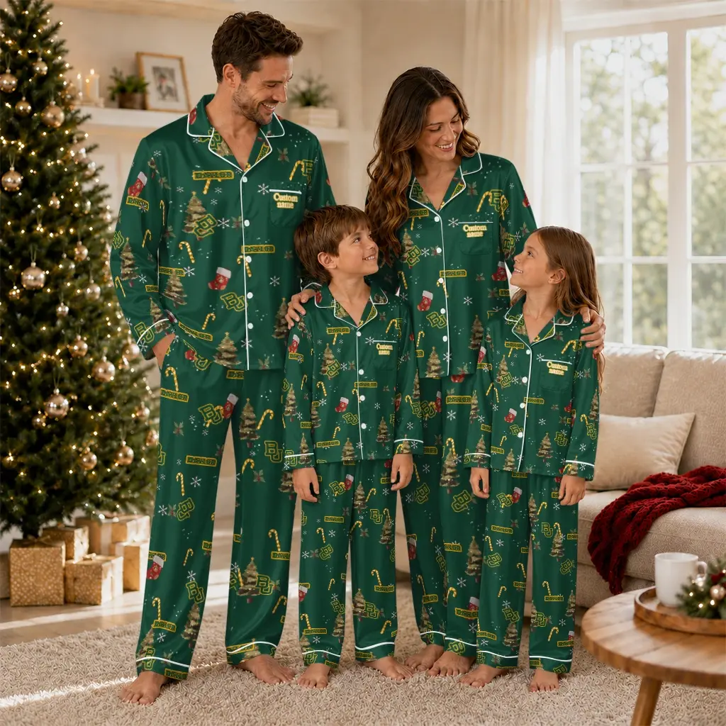 Baylor Bears Long Pajama Set Custom Sprig Scatter Green Latest Model Baylor Bears Long Pajama Set Custom Sprig Scatter Green Latest Model
