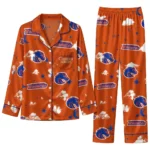 Boise State Broncos Long Pajama Set Customized Cloud Stars Orange Best Selling