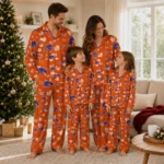 Boise State Broncos Long Pajama Set Customized Heart Charms Orange Best Selling