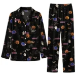 Boise State Broncos Long Pajama Set Customized Icon Confetti Black Best Selling