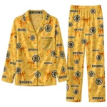 boston bruins long pajama set custom ribbon chains gold best selling.webp