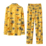 boston bruins long pajama set custom ribbon chains gold best selling.webp