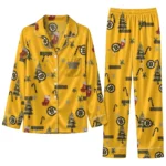 Boston Bruins Long Pajama Set Custom Sprig Scatter Gold Best Selling