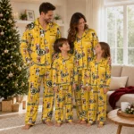 Boston Bruins Long Pajama Set Customized Animal Scatter Gold Best Selling