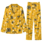 boston bruins long pajama set customized heart charms gold best selling.webp