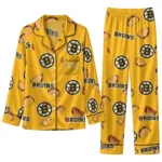 Boston Bruins Long Pajama Set Personalized Snack Scatter Gold Best Selling