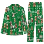 Boston Celtics Long Pajama Set Custom Animal Scatter Green Best Selling