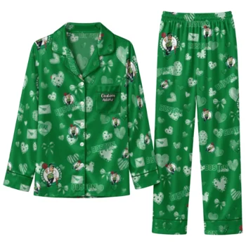 boston celtics long pajama set custom heart charms green best selling.webp
