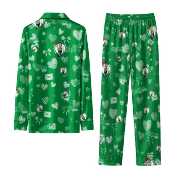 boston celtics long pajama set custom heart charms green fashion forward.webp