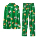 Boston Celtics Long Pajama Set Customized Snack Scatter Green Best Selling