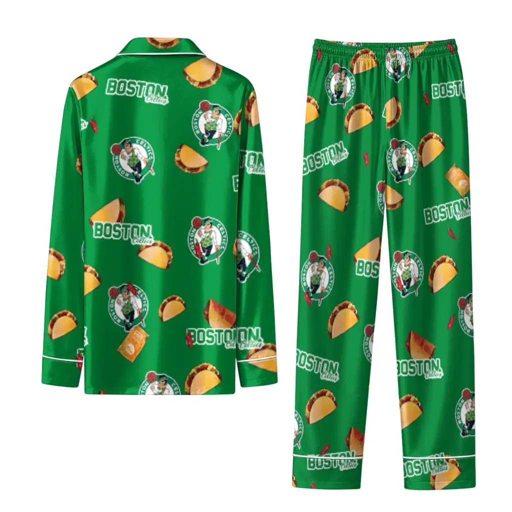 Boston Celtics Long Pajama Set Customized Snack Scatter Green Fashion Forward Boston Celtics Long Pajama Set Customized Snack Scatter Green Fashion Forward