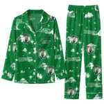 Boston Celtics Long Pajama Set Personalized Cloud Stars Green Best Selling