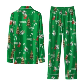 Boston Celtics Long Pajama Set Personalized Sprig Scatter Green Fashion Forward