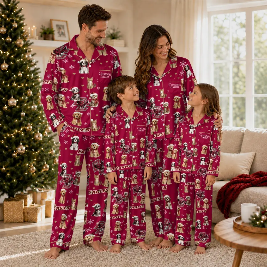 Boston College Eagles Long Pajama Set Custom Animal Scatter Maroon Latest Model Boston College Eagles Long Pajama Set Custom Animal Scatter Maroon Latest Model