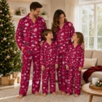 Boston College Eagles Long Pajama Set Custom Heart Charms Maroon Best Selling