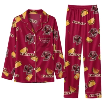 Boston College Eagles Long Pajama Set Custom Snack Scatter Maroon Best Selling