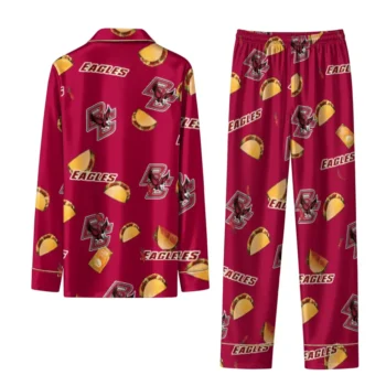 Boston College Eagles Long Pajama Set Custom Snack Scatter Maroon Fashion Forward