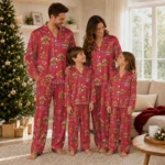 Boston Red Sox Long Pajama Set Customized Candy Scatter Red Best Selling