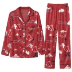 Boston Red Sox Long Pajama Set Personalized Cloud Stars Red Best Selling