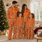 Bowling Green Falcons Long Pajama Set Customized Animal Scatter Orange Best Selling