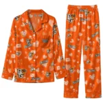 Bowling Green Falcons Long Pajama Set Customized Heart Charms Orange Best Selling