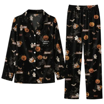 Bowling Green Falcons Long Pajama Set Customized Icon Confetti Black Best Selling