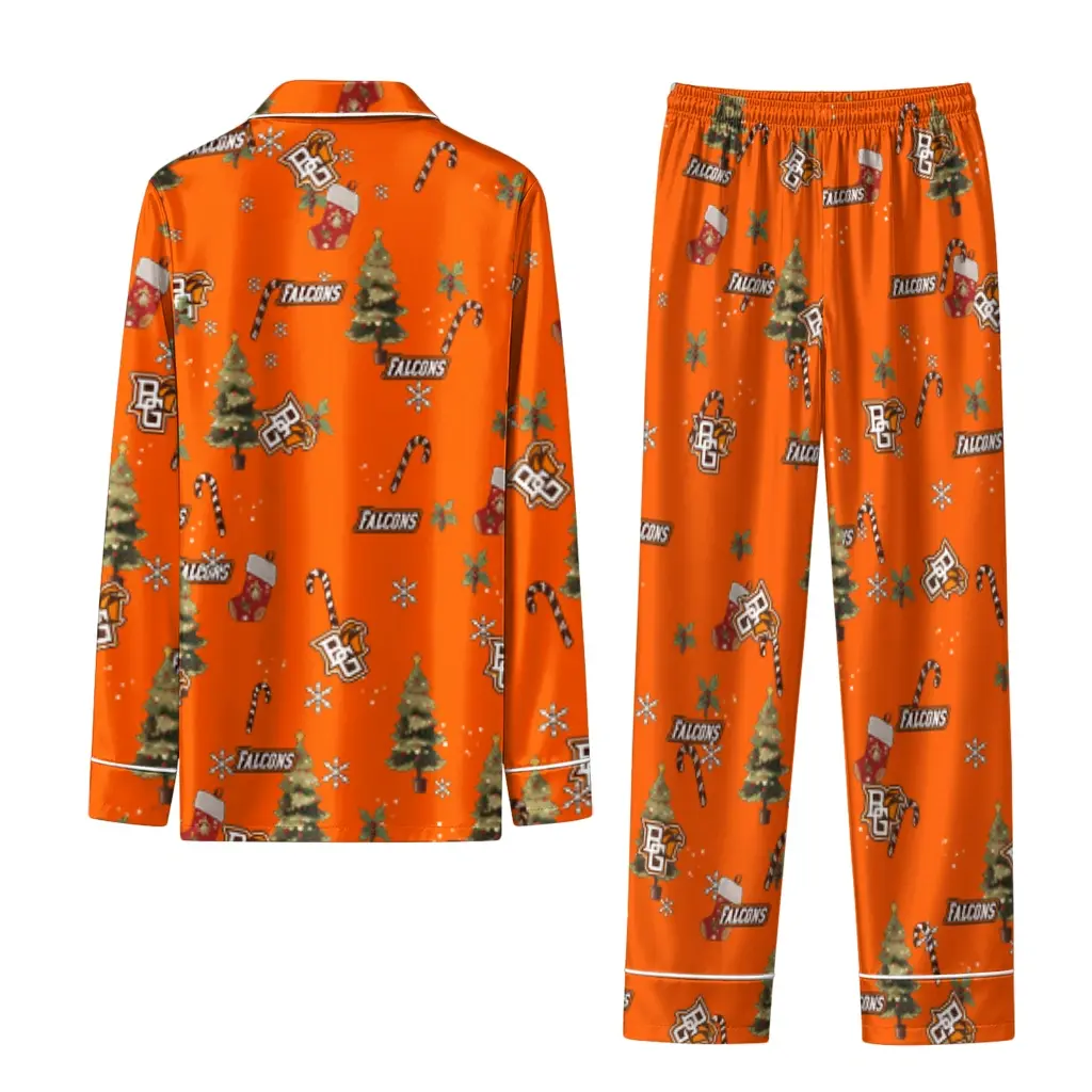 Bowling Green Falcons Long Pajama Set Customized Sprig Scatter Orange Fashion Forward Bowling Green Falcons Long Pajama Set Customized Sprig Scatter Orange Fashion Forward