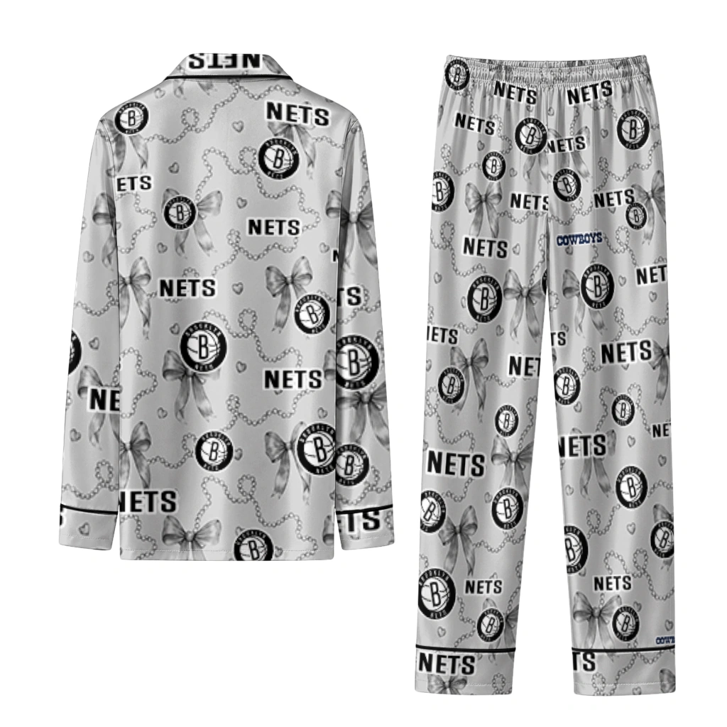 brooklyn nets long pajama set custom ribbon chains black fashion forward.webp brooklyn nets long pajama set custom ribbon chains black fashion forward.webp