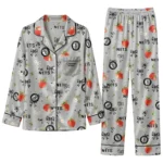 brooklyn nets long pajama set custom ribbon florals black best selling.webp