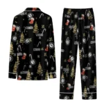 Brooklyn Nets Long Pajama Set Custom Sprig Scatter Black Best Selling