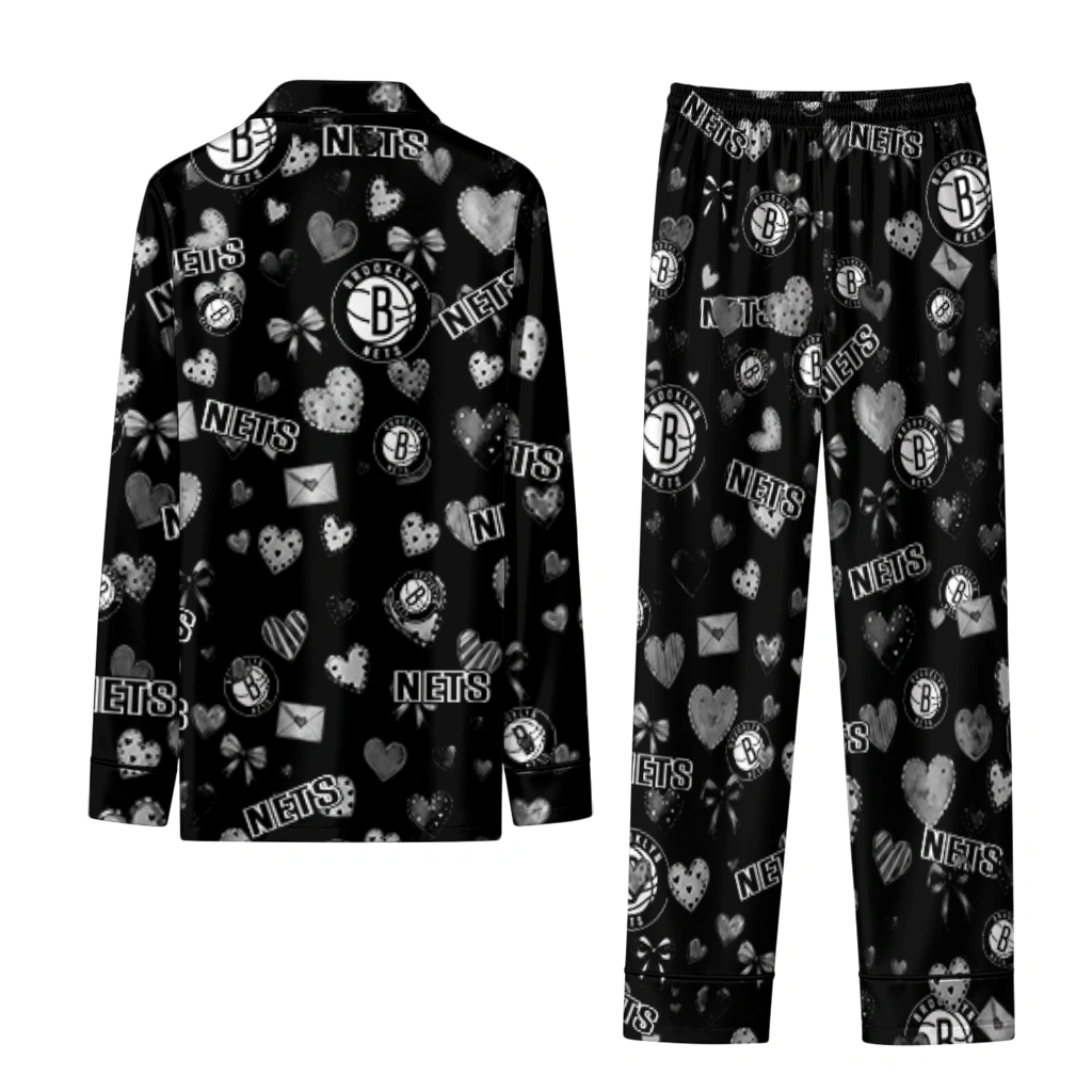 brooklyn nets long pajama set customized heart charms black fashion forward.webp brooklyn nets long pajama set customized heart charms black fashion forward.webp